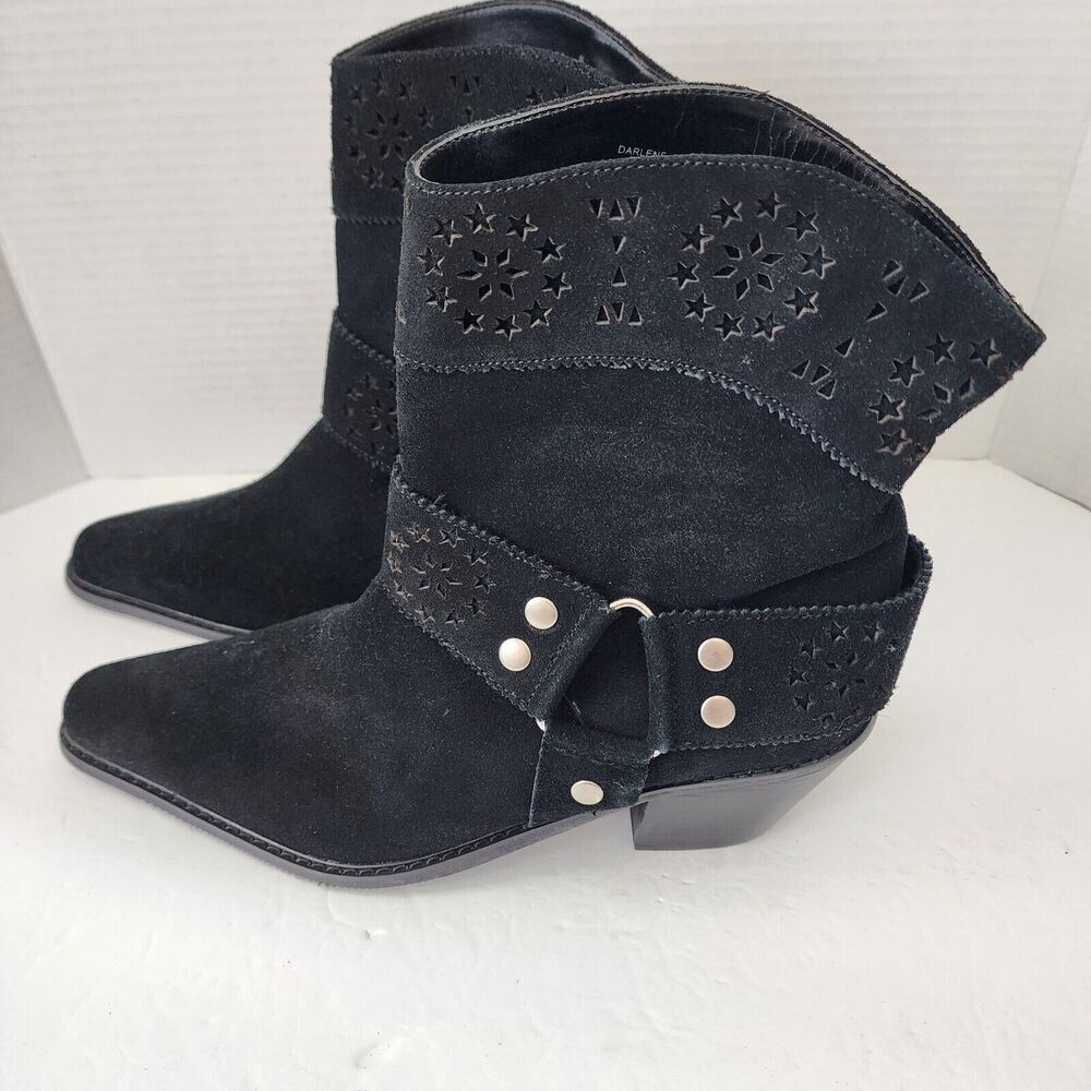 Markon Western Style Ankle Boots Womens 10 Darlene Leather Suede Cut Out Top New